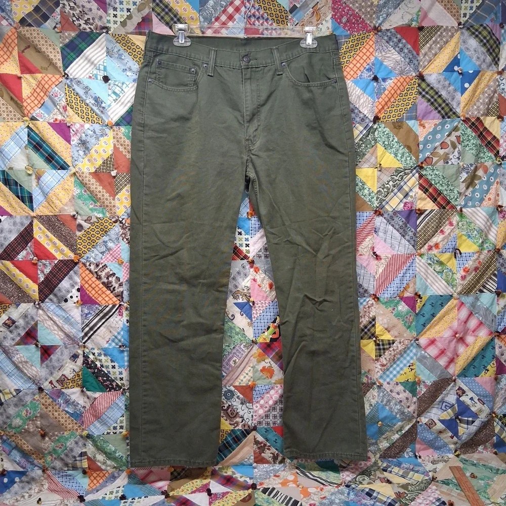 Levi's 514 Straight Fit Pants Mens 38x32 Olive Green Cotton Canvas Workwear